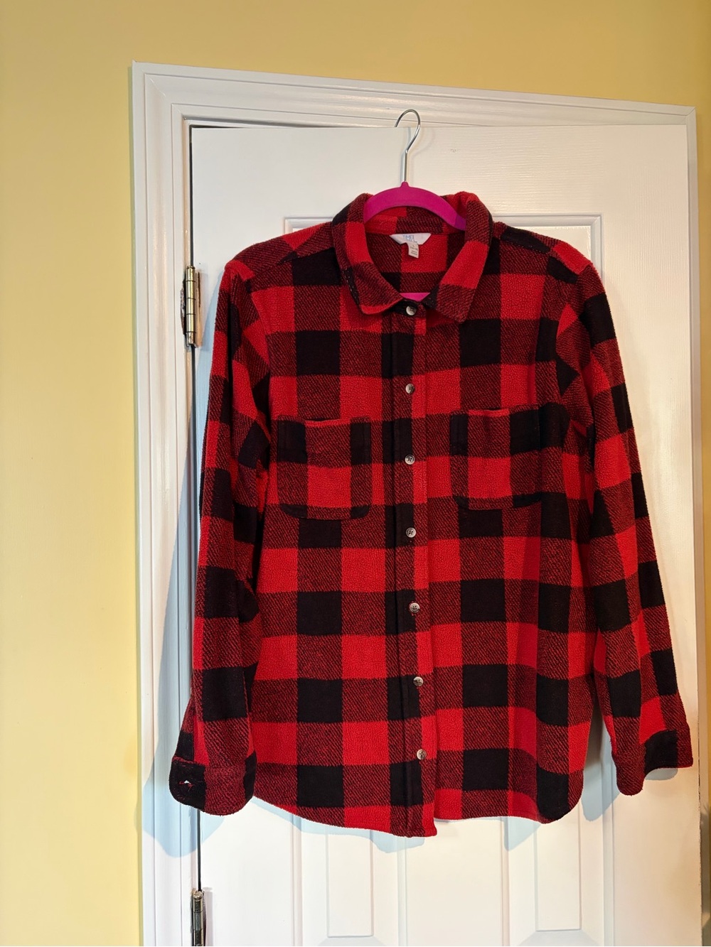Time and Tru Red and Black Buffalo Plaid Button-Down Shirt